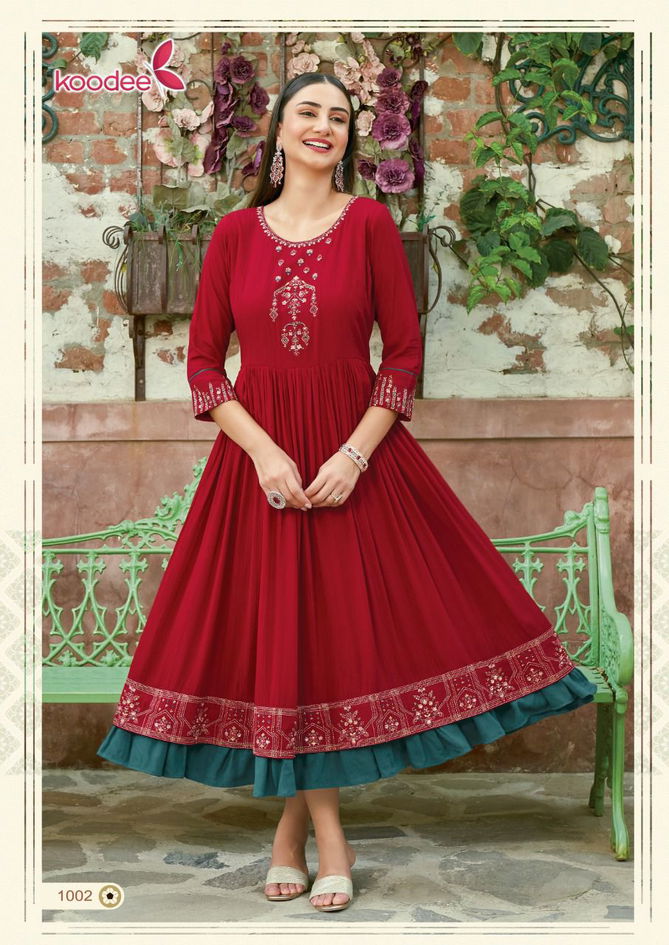 Koodee Roshani 1 Party Wear Gown Style Wholesale Kurti Collection